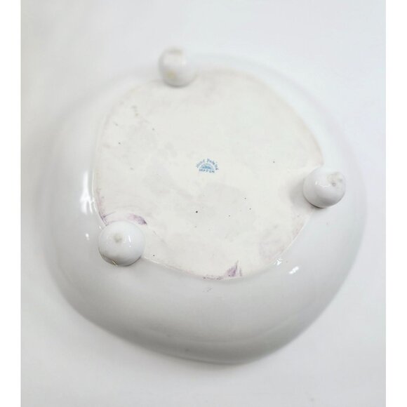 Hand-Painted Nippon Porcelain Footed Bowl With Gold Trim & Purple  Floral Design - Picture 9 of 9